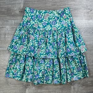 Vtg 80s Laura Ashley Floral Tiered Drop Waist Ruffle Skirt Cottagecore Sz 10